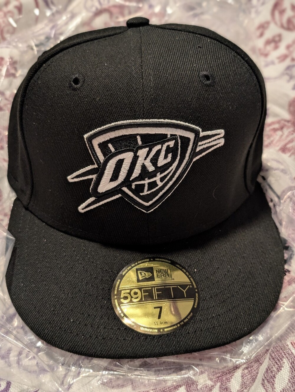 New Era OKC Black and White 59FIFTY Fitted Hat